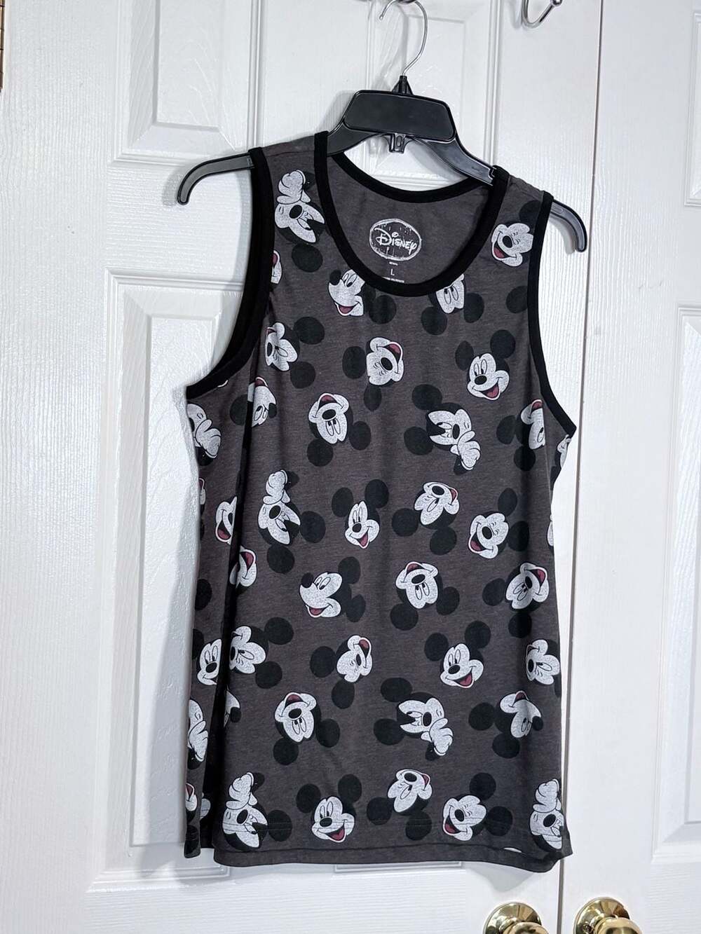 Disney Mickey Mouse All-Over Print Sleeveless Tank Top Grey Size Large #1175 - Picture 6 of 7